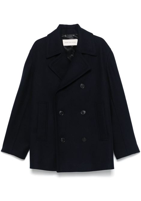 Blue razel double-breasted coat Dries van noten - men